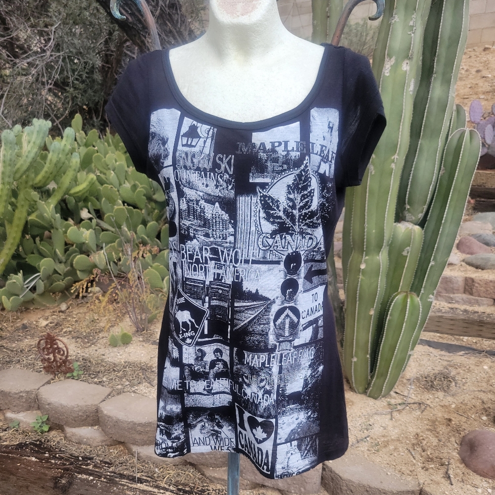 Blinged Canadian Themed Punk Style T-shirt